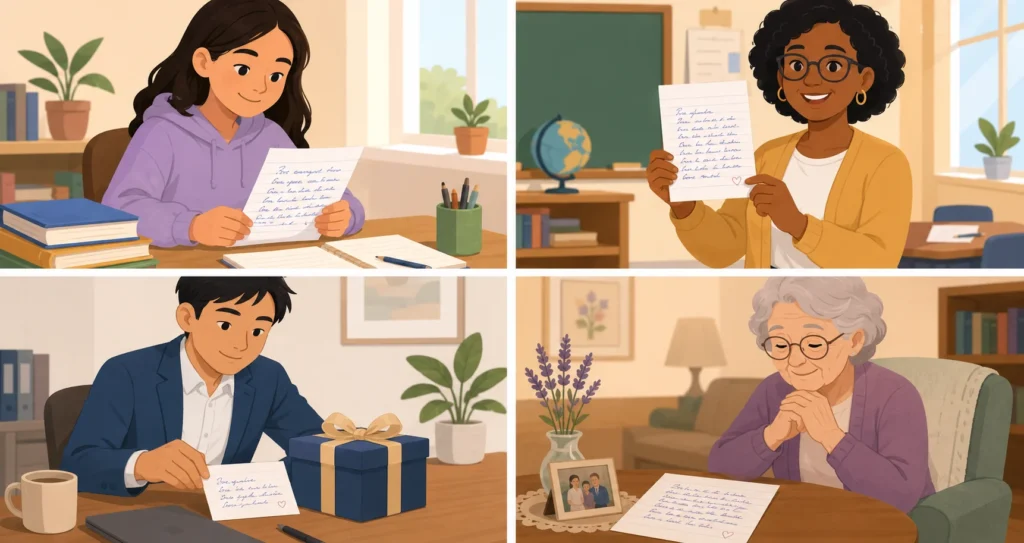 Students, teachers, and professionals using a text to handwriting converter for assignments and notes